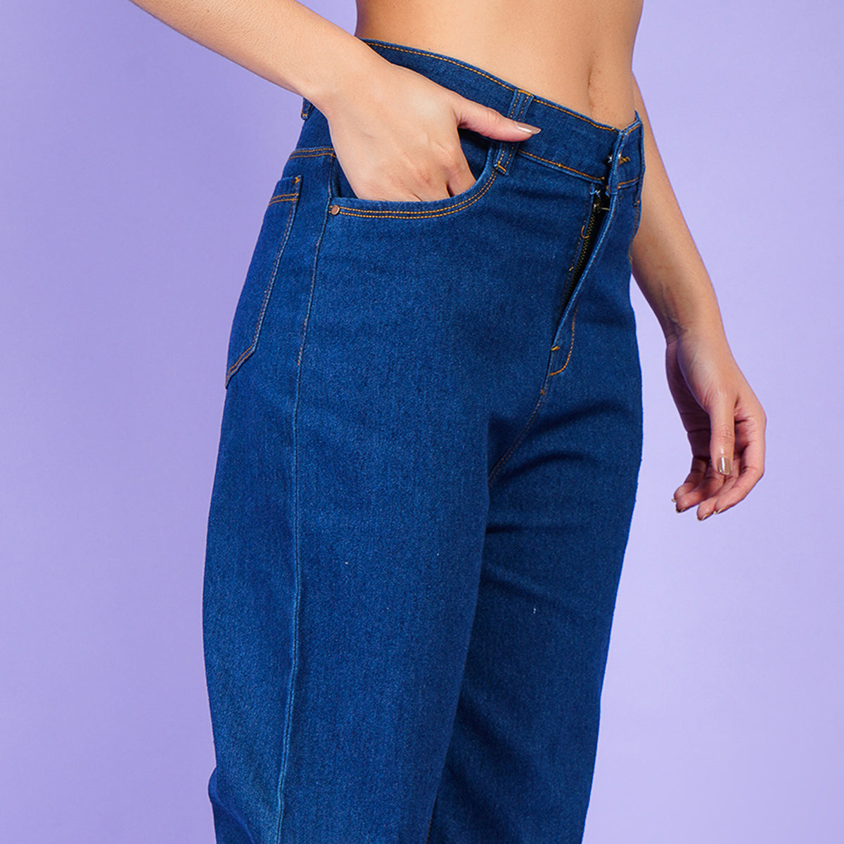 Blue Denim Wide Leg Jeans