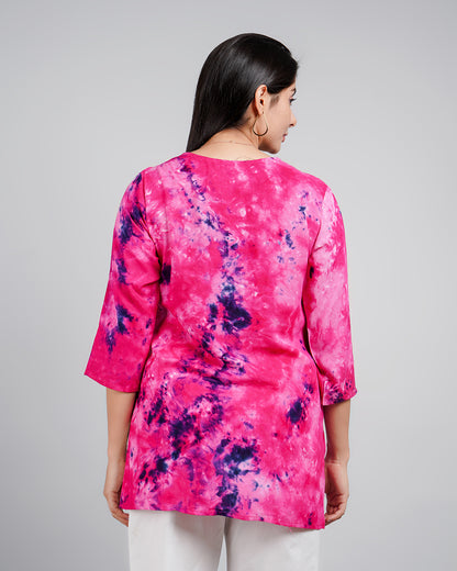 Tulip 21 Floral Embroidered Dyed Chikankari Kurti